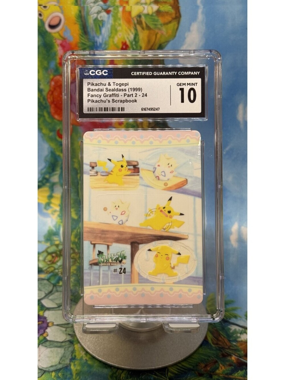 Pikachu & Togepi Bandai Sealdass #24 1999 Japanese CGC 10